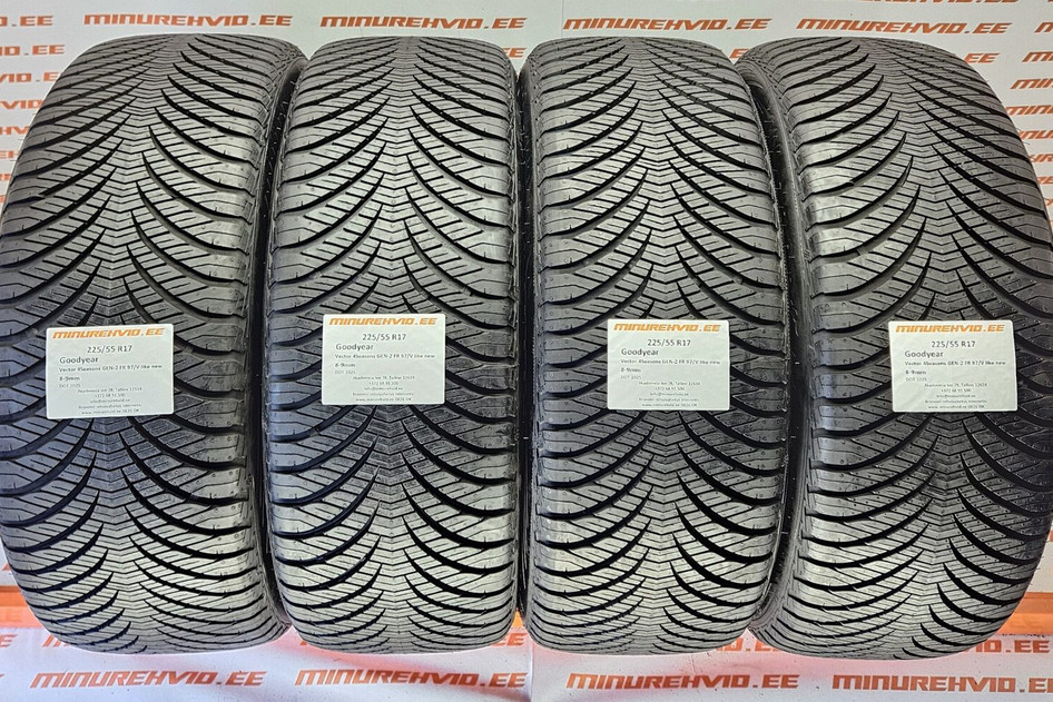 Used studless winter tire 225/55R17 GoodYear Vector 4Seasons GEN-2 FR 97/V like new 1025