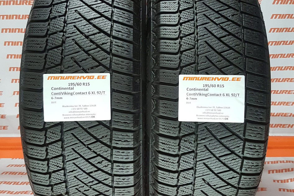 Used studless winter tire 195/60R15 Continental ContiVikingContact 6 XL 92/T