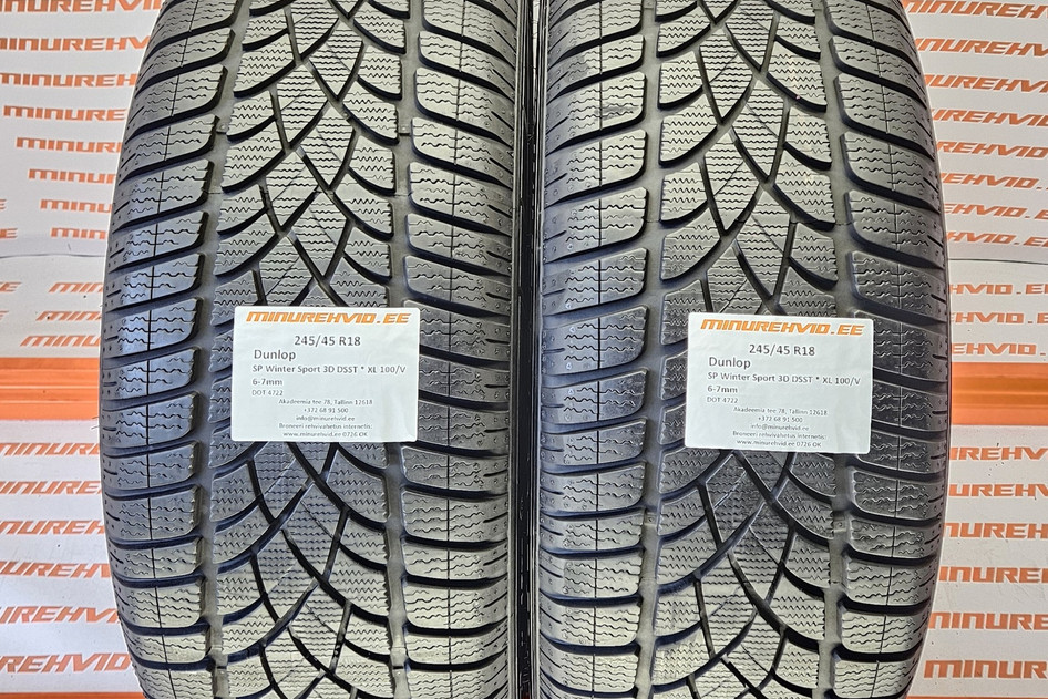Used studless winter tire 245/45R18 Dunlop SP Winter Sport 3D DSST * XL 100/V