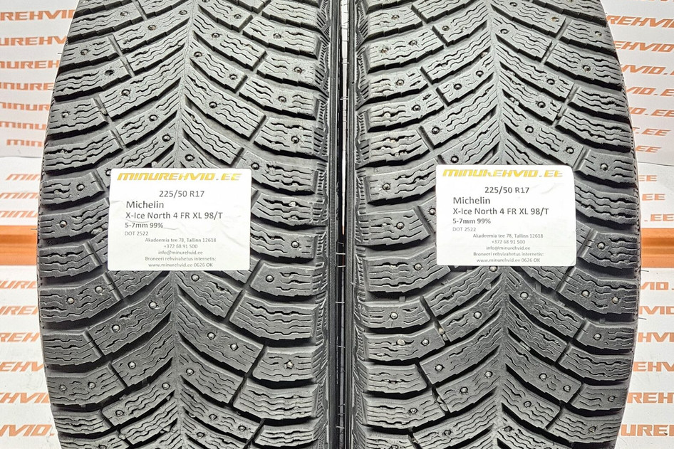 Used studded tire 225/50R17 Michelin X-Ice North 4 FR XL 98/T