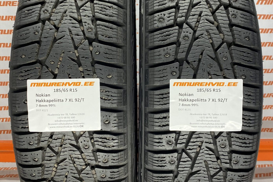Used studded tire 185/65R15 Nokian Hakkapeliitta 7 XL 92/T