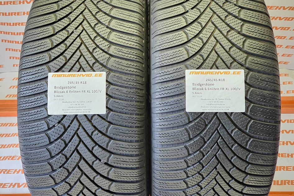 Подержанный нешипованная шина 245/45R18 Bridgestone Blizzak 6 Enliten FR XL 100/V