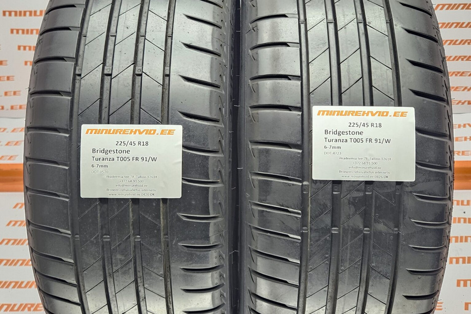Kasutatud suverehv 225/45R18 Bridgestone Turanza T005 FR 91/W 1x0520 1x4723