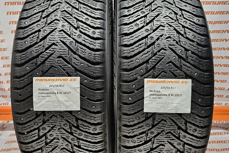 Подержанный шипованная шина 225/55R17 Nokian Hakkapeliitta 8 XL 101/T