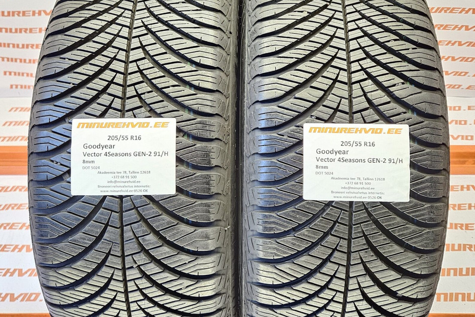 Подержанный нешипованная шина 205/55R16 GoodYear Vector 4Seasons GEN-2 91/H 5024