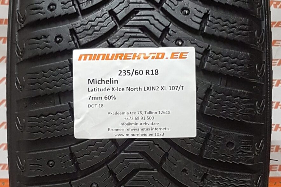 Used studded tire 235/60R18 Michelin Latitude X-Ice North LXIN2 XL 107/T.