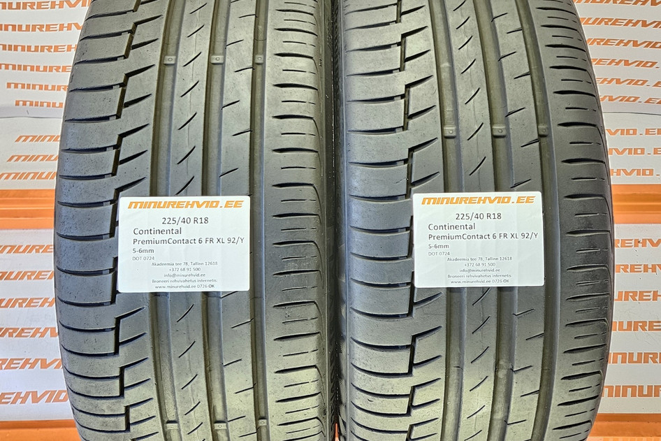 Used summer tire 225/40R18 Continental PremiumContact 6 FR XL 92/Y 2x5-6 2x6