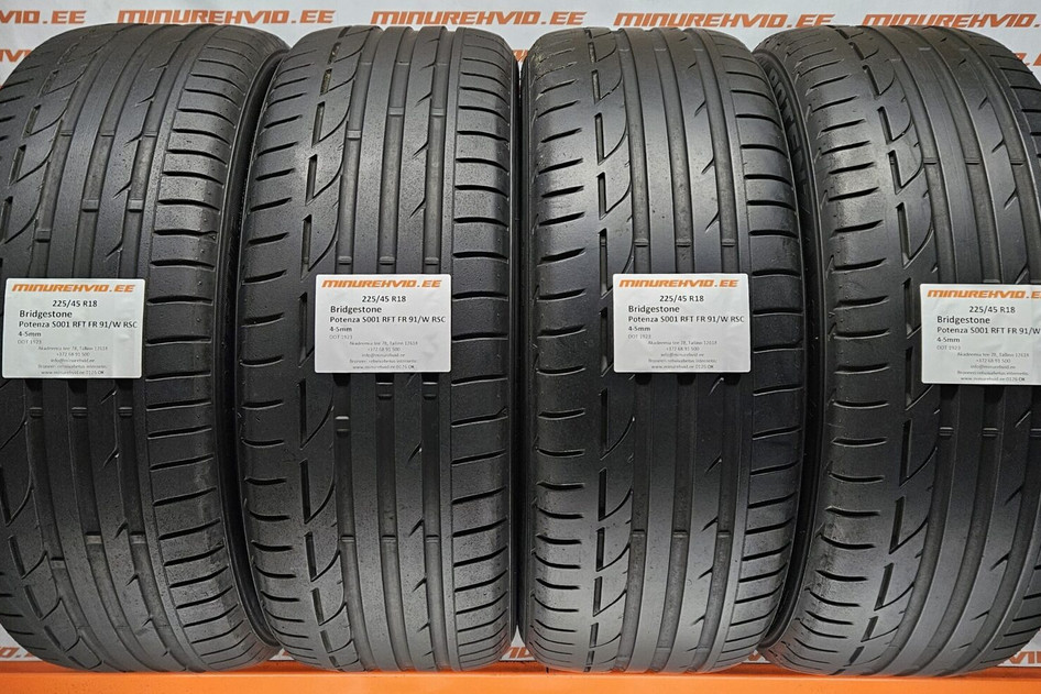 Used summer tire 225/45R18 Bridgestone Potenza S001 RFT FR 91/W RSC