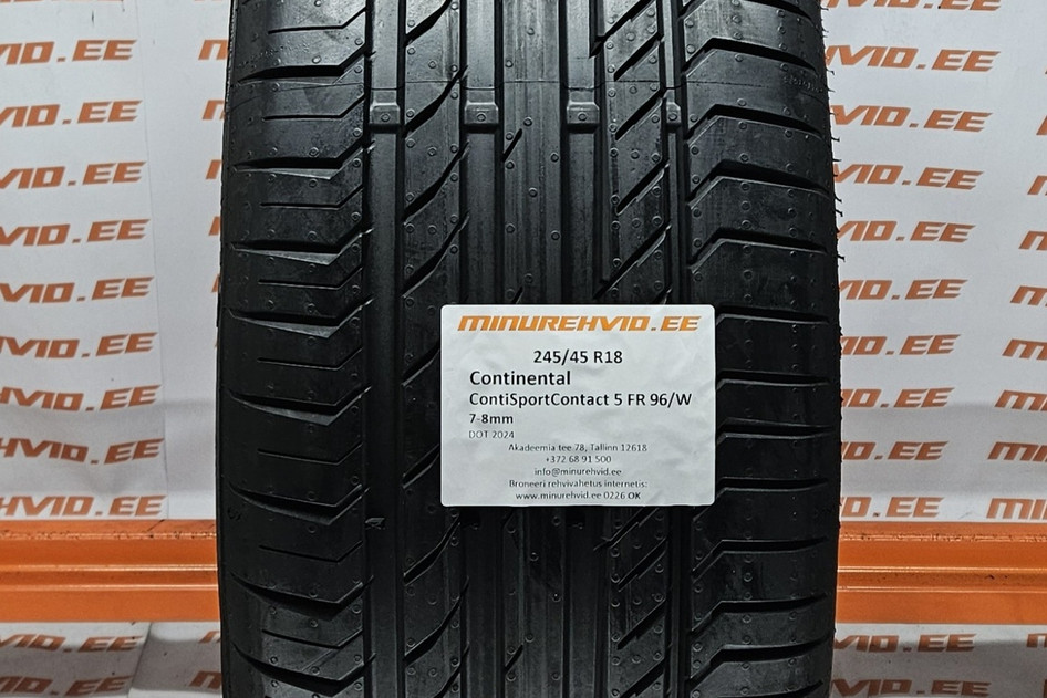 Used summer tire 245/45R18 Continental ContiSportContact 5 FR 96/W 2024