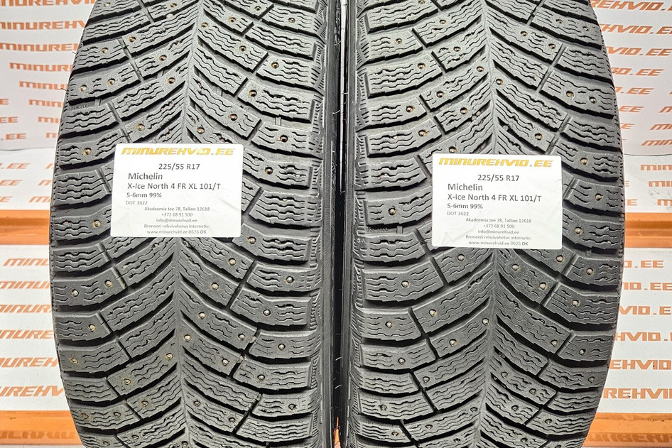 Used studded tire 225/55R17 Michelin X-Ice North 4 FR XL 101/T