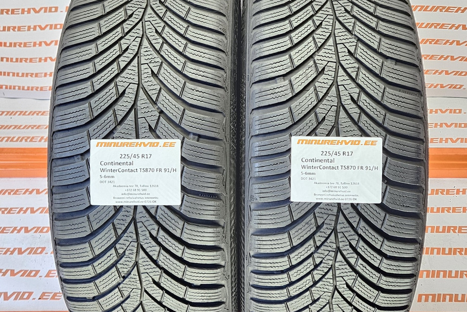 Used studless winter tire 225/45R17 Continental WinterContact TS870 FR 91/H