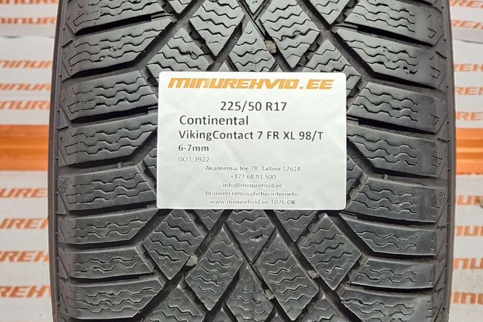Подержанный нешипованная шина 225/50R17 Continental VikingContact 7 FR XL 98/T
