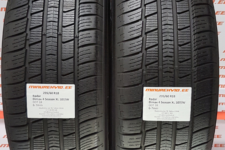 Used studless winter tire 235/60R18 Radar Dimax 4 Season XL 107/W