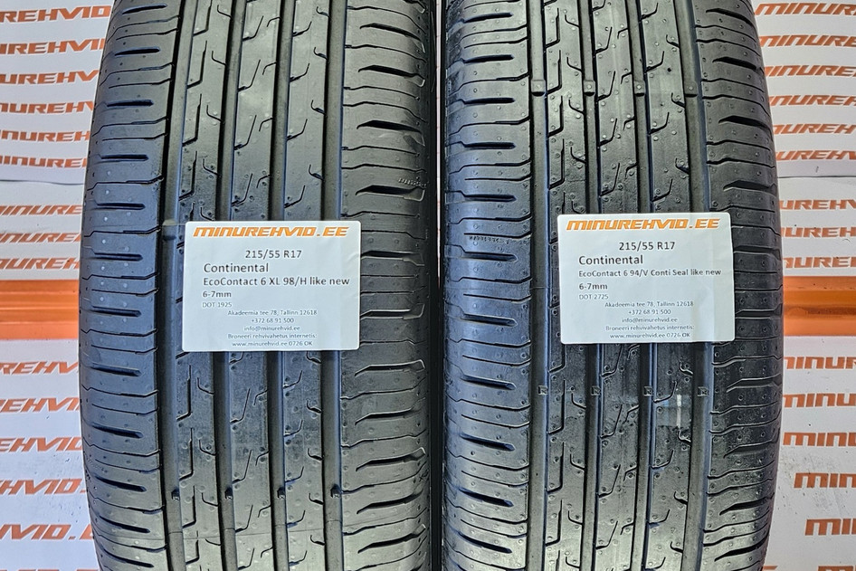 Kasutatud suverehv 215/55R17 Continental EcoContact 6 XL 94/98/H/V like new 2725 conti seal + 1925 XL 98/H