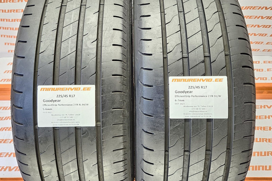 Lietots summer tire 225/45R17 GoodYear EfficientGrip Performance 2 FR 91/94/W