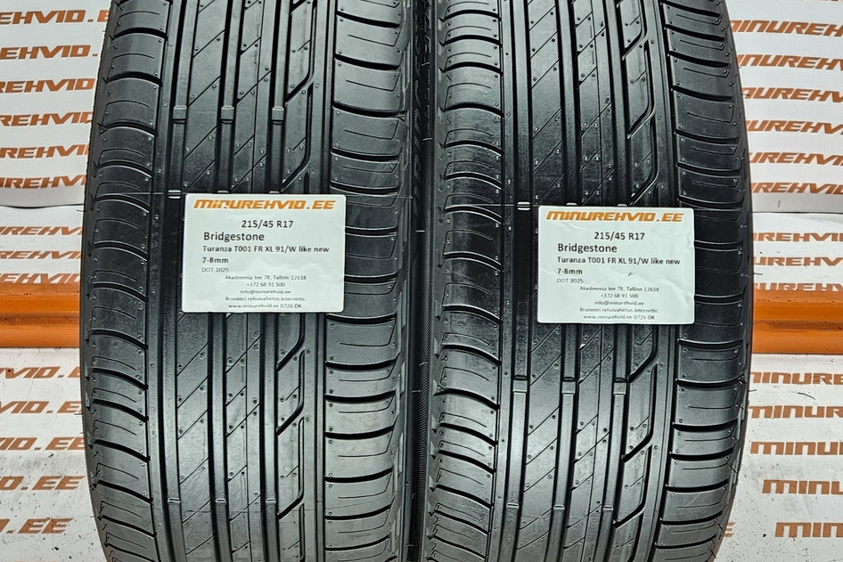 Used summer tire 215/45R17 Bridgestone Turanza T001 FR XL 91/W like new