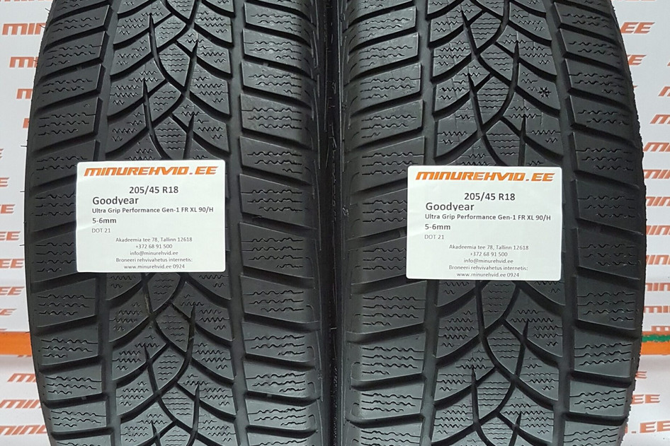 Used studless winter tire 205/45R18 GoodYear UltraGrip Performance Gen-1 FR XL 90/H