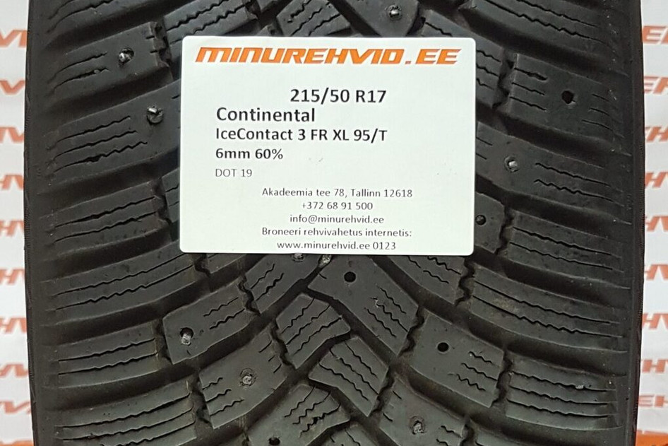 Used studded tire 215/50R17 Continental IceContact 3 FR XL 95/T/