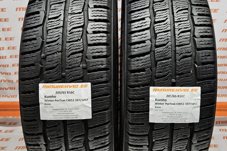 Used studless winter tire 205/65R16 Kumho Winter PorTran CW51 107/105T