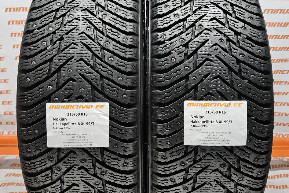 Подержанный шипованная шина 215/60R16 Nokian Hakkapeliitta 8 XL 99/T