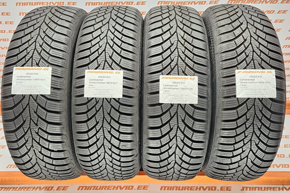 Used studless winter tire 195/65R15 Continental WinterContact TS870 91/T/H 1x21 2x22 1x24