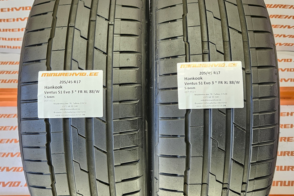 Used summer tire 205/45R17 Hankook Ventus S1 Evo 3 * FR XL 88/W
