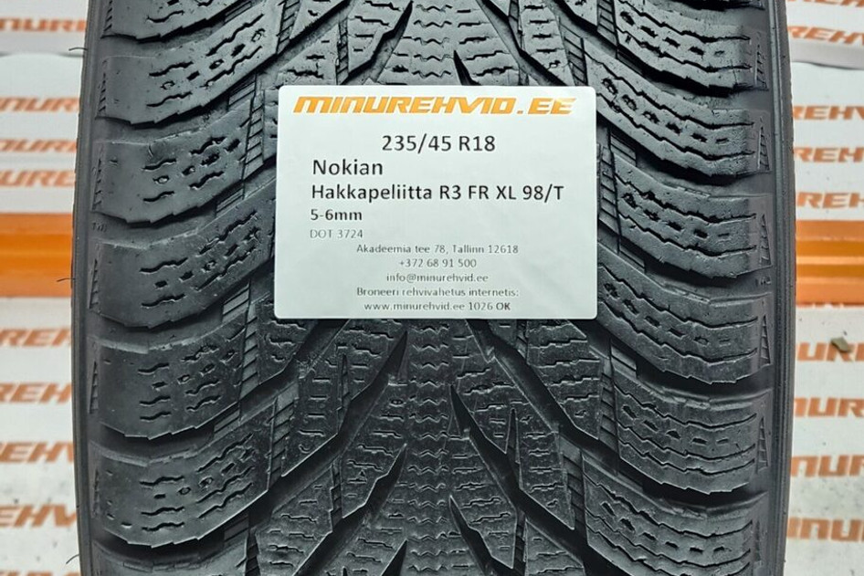 Used studless winter tire 235/45R18 Nokian Hakkapeliitta R3 FR XL 98/T