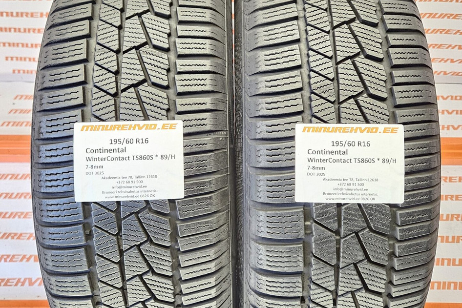 Used studless winter tire 195/60R16 Continental WinterContact TS860S * 89/H