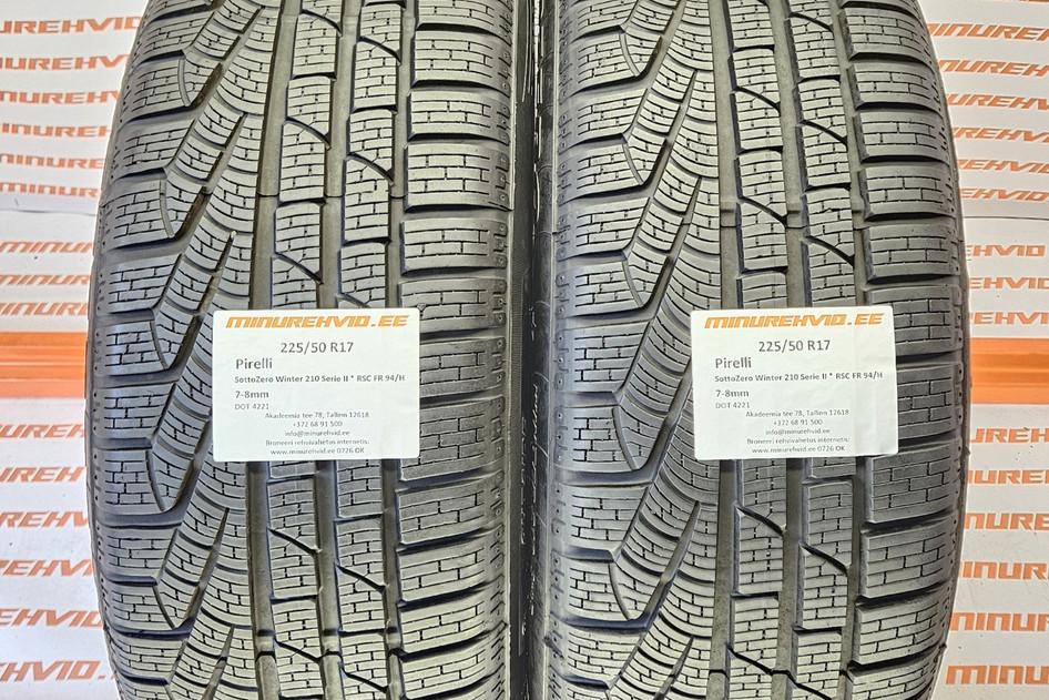 Used studless winter tire 225/50R17 Pirelli SottoZero Winter 210 Serie II * RSC FR 94/H 2x3622 2x4221