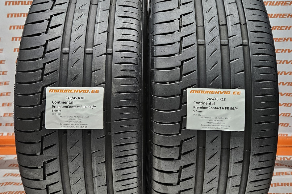 Подержанный летняя шина 245/45R18 Continental PremiumContact 6 FR 96/Y