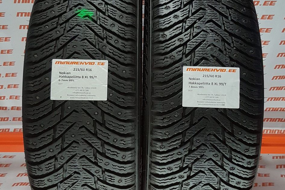 Подержанный шипованная шина 215/60R16 Nokian Hakkapeliitta 8 XL 99/T