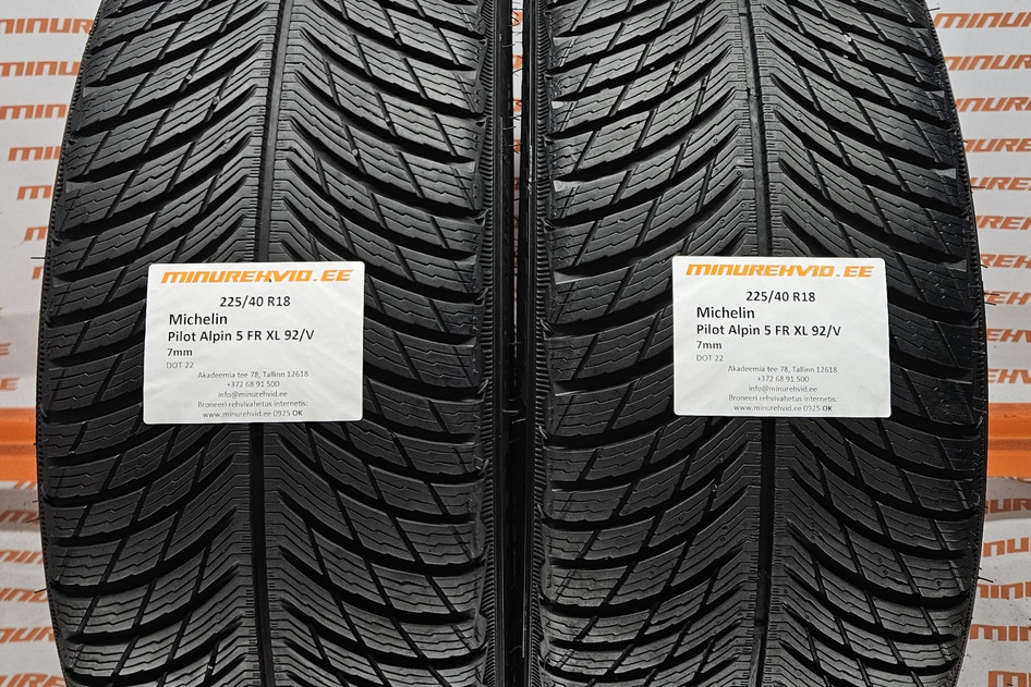 Used studless winter tire 225/40R18 Michelin Pilot Alpin 5 FR XL 92/V.
