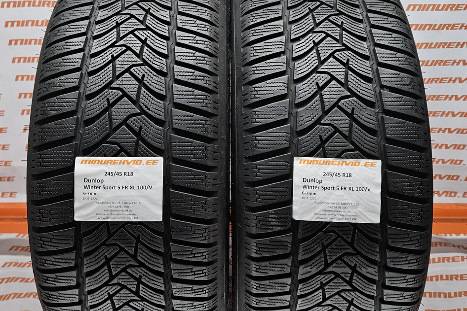 Used studless winter tire 245/45R18 Dunlop Winter Sport 5 FR XL 100/V