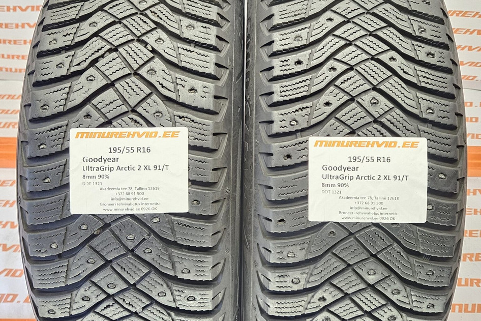Kasutatud naastrehv 195/55R16 GoodYear UltraGrip Arctic 2 XL 91/T