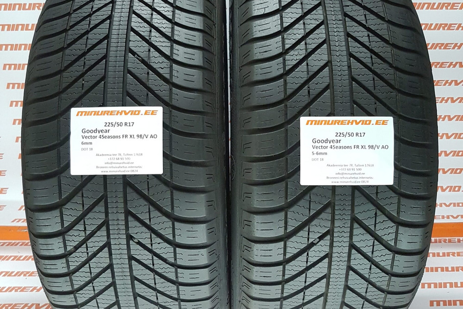 Used studless winter tire 225/50R17 GoodYear Vector 4Seasons FR XL 98/V AO