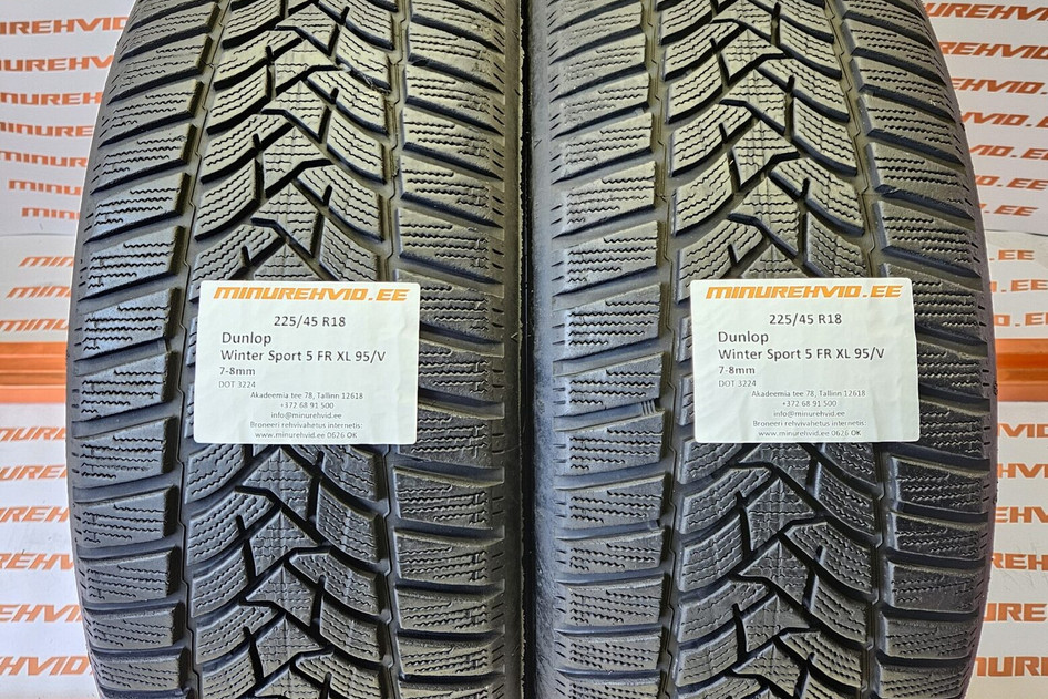 Подержанный нешипованная шина 225/45R18 Dunlop Winter Sport 5 FR XL 95/V