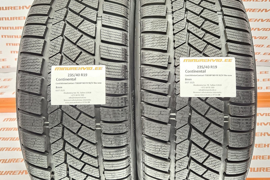 Used studless winter tire 235/40R19 Continental ContiWinterContact TS830P N0 FR 92/V like new