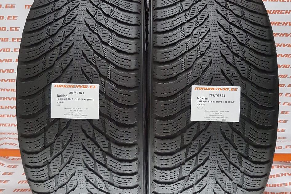 Used studless winter tire 285/40R21 Nokian Hakkapeliitta R3 SUV FR XL 109/T