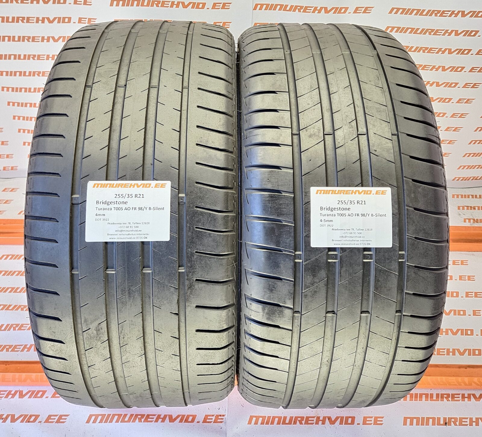 Подержанный летняя шина 255/35R21 Bridgestone Turanza T005 AO FR 98/Y