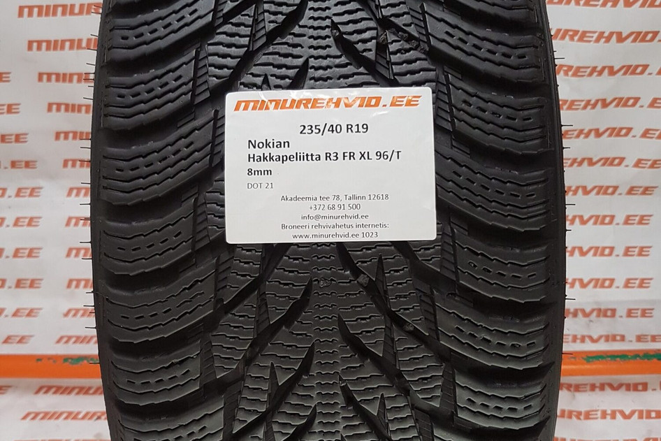 Used studless winter tire 235/40R19 Nokian Hakkapeliitta R3 FR XL 96/T/
