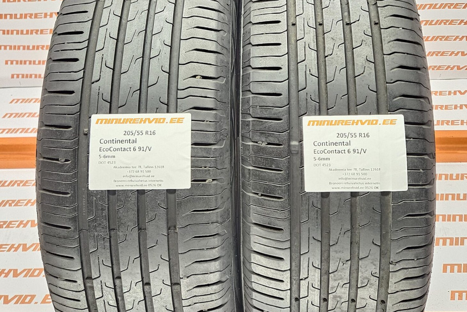 Подержанный летняя шина 205/55R16 Continental EcoContact 6 91/V