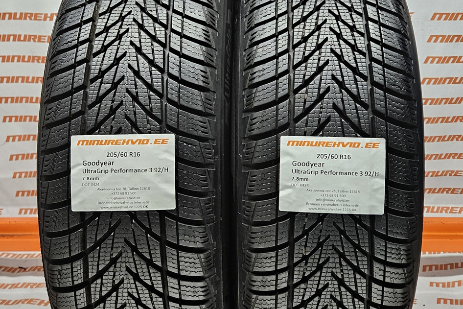 Used studless winter tire 205/60R16 GoodYear UltraGrip Performance 3 92/H