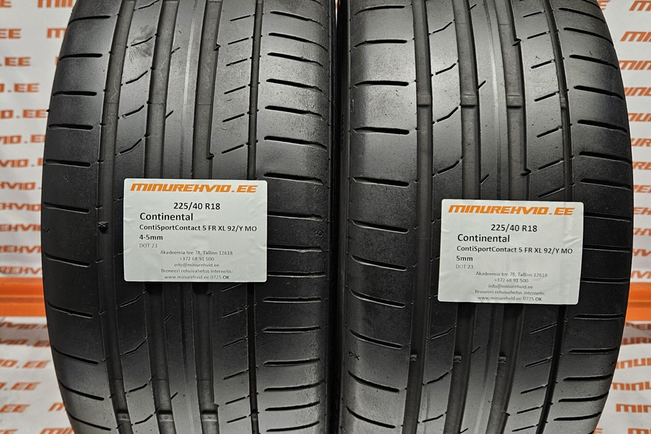Used summer tire 225/40R18 Continental ContiSportContact 5 FR XL 92/Y MO