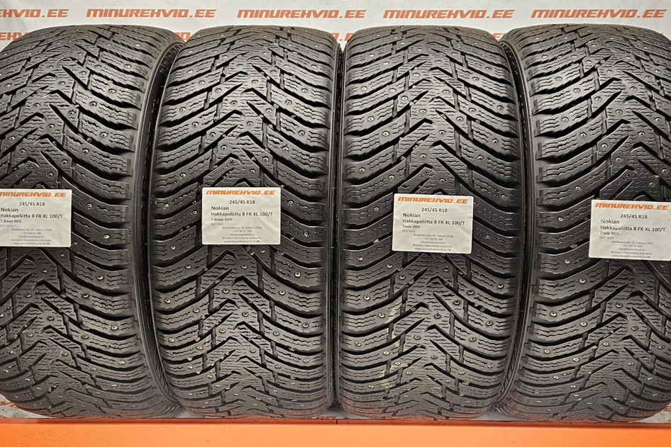 Подержанный шипованная шина 245/45R18 Nokian Hakkapeliitta 8 FR XL 100/T