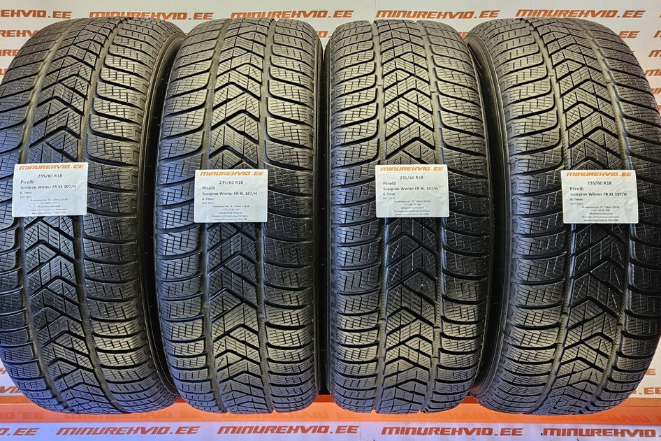 Подержанный нешипованная шина 235/60R18 Pirelli Scorpion Winter FR XL 107/H  2x1625 2x3825
