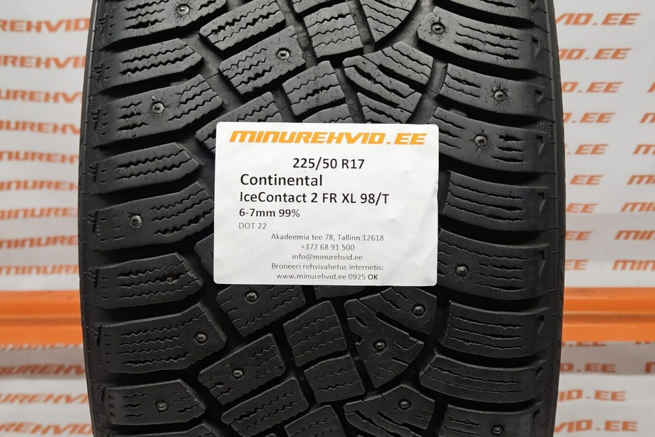 Used studded tire 225/50R17 Continental IceContact 2 FR XL 98/T.