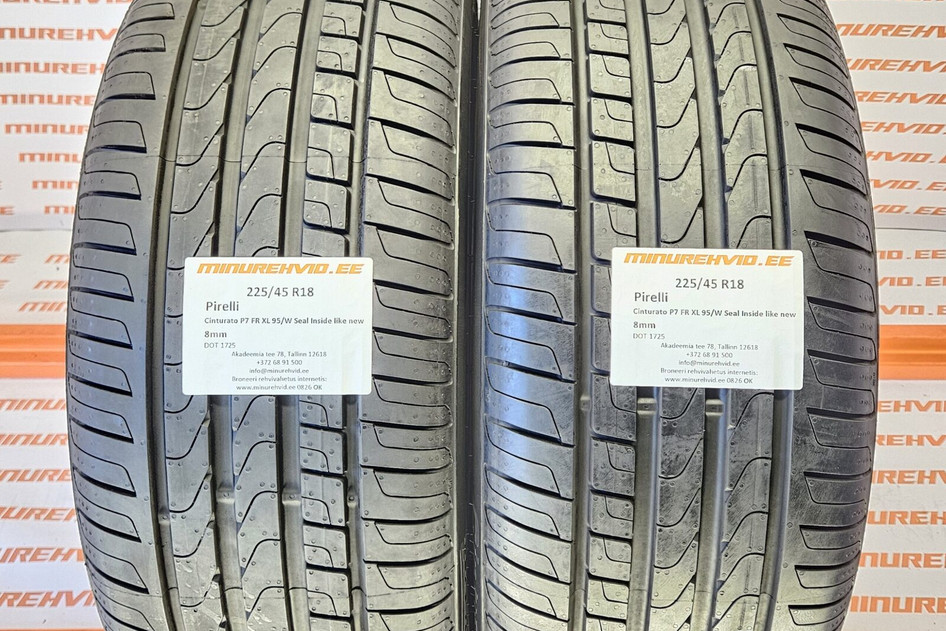 Used summer tire 225/45R18 Pirelli Cinturato P7 FR XL 95/W Seal Inside like new