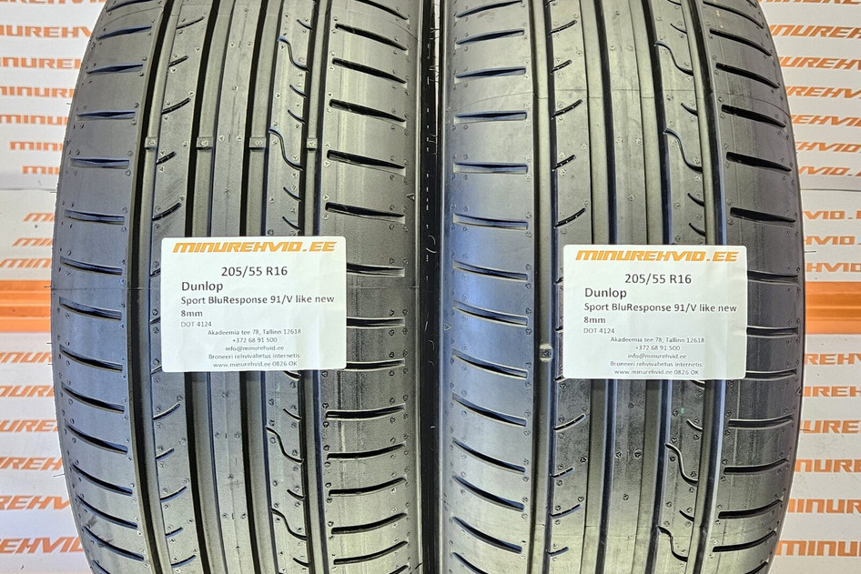 Used summer tire 205/55R16 Dunlop Sport BluResponse 91/V like new