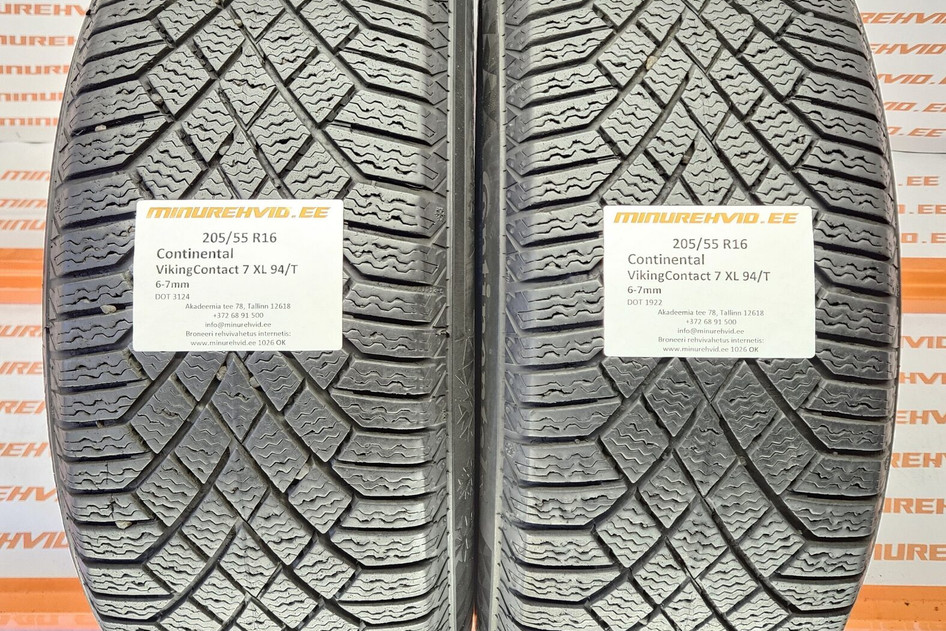 Подержанный нешипованная шина 205/55R16 Continental VikingContact 7 XL 94/T  1x3124  1x1922