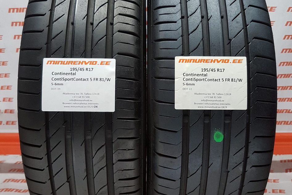 Kasutatud suverehv 195/45R17 Continental ContiSportContact 5 FR 81/W